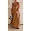 imageCHARTOU Women Summer Spaghetti Straps Linen Sleeveless Maxi Long Flowy DressCaramel