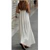 imageCHARTOU Women Summer Vacation Halter Neck Crossover Contrast Trim Cotton Linen Flowy Long DressBeige