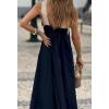 imageCHARTOU Women Summer Vacation Halter Neck Crossover Contrast Trim Cotton Linen Flowy Long DressBlack