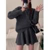 imageCHARTOU Women Sweater Skirt 2 Pieces Outfits Oversized Pullover Sweater and Pleated Mini SkirtGrey