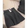 imageCHARTOU Women Sweater Skirt 2 Pieces Outfits Oversized Pullover Sweater and Pleated Mini SkirtGrey