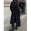 imageCHARTOU Women Vintage DoubleBreasted Wool Coat Notch Lapel Tweed Long Trench Coat Windproof Belted OvercoatBlack
