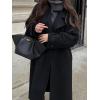imageCHARTOU Women Vintage DoubleBreasted Wool Coat Notch Lapel Tweed Long Trench Coat Windproof Belted OvercoatBlack