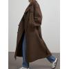 imageCHARTOU Women Vintage DoubleBreasted Wool Coat Notch Lapel Tweed Long Trench Coat Windproof Belted OvercoatBrown