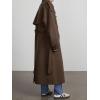 imageCHARTOU Women Vintage DoubleBreasted Wool Coat Notch Lapel Tweed Long Trench Coat Windproof Belted OvercoatBrown