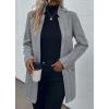 imageCHARTOU Women Winter Mid Long Wool Coat Jacket Open Front Pea Coat Blazer Casual Stand Collar Peacoat Trench Coat OvercoatGrey