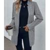imageCHARTOU Women Winter Mid Long Wool Coat Jacket Open Front Pea Coat Blazer Casual Stand Collar Peacoat Trench Coat OvercoatGrey