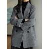 imageCHARTOU Women Wool Coat Peacoat Jacket Thick Loose Double Breasted Pea Coat Woolen Winter OvercoatBlack