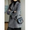 imageCHARTOU Women Wool Coat Peacoat Jacket Thick Loose Double Breasted Pea Coat Woolen Winter OvercoatBlack