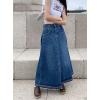 imageCHARTOU Womens Back Elastic High Waist ALine Maxi Long Denim Jean SkirtBlue