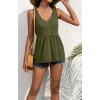 imageCHARTOU Womens Basic UNeck Sleeveless Shirred Flowy Peplum Shirt Tank TopsArmy Green