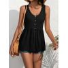 imageCHARTOU Womens Basic UNeck Sleeveless Shirred Flowy Peplum Shirt Tank TopsBlack