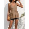 imageCHARTOU Womens Basic UNeck Sleeveless Shirred Flowy Peplum Shirt Tank TopsCoffee