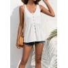 imageCHARTOU Womens Basic UNeck Sleeveless Shirred Flowy Peplum Shirt Tank TopsWhite