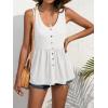 imageCHARTOU Womens Basic UNeck Sleeveless Shirred Flowy Peplum Shirt Tank TopsWhite