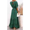 imageCHARTOU Womens Boho Ruffle Sleeve Flowy Maxi Dress Lace Up Back Tiered Party A Line DressGreen