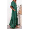 imageCHARTOU Womens Boho Ruffle Sleeve Flowy Maxi Dress Lace Up Back Tiered Party A Line DressGreen