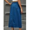 imageCHARTOU Womens Buttons Side Slit Midi Denim Skirt A Line Mid Long Jean Skirt with PocketsDark Blue