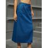 imageCHARTOU Womens Buttons Side Slit Midi Denim Skirt A Line Mid Long Jean Skirt with PocketsDark Blue