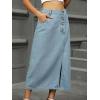 imageCHARTOU Womens Buttons Side Slit Midi Denim Skirt A Line Mid Long Jean Skirt with PocketsLight Blue