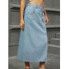 imageCHARTOU Womens Buttons Side Slit Midi Denim Skirt A Line Mid Long Jean Skirt with PocketsLight Blue
