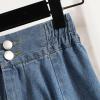 imageCHARTOU Womens Casual Back Elastic Waist Flared Summer Denim Jean ALine Midi SkirtBlue