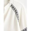imageCHARTOU Womens Casual Button Down Embroidered Top Long Sleeve Tunic Blouse Shirt Boho Loose V Neck Crop TopWhite