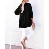 imageCHARTOU Womens Casual Cotton Pullover Tops Long Sleeve V Neck Blouse Front Button Lightweight Loose ShirtsBlack