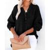 imageCHARTOU Womens Casual Cotton Pullover Tops Long Sleeve V Neck Blouse Front Button Lightweight Loose ShirtsBlack