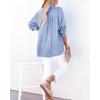 imageCHARTOU Womens Casual Cotton Pullover Tops Long Sleeve V Neck Blouse Front Button Lightweight Loose ShirtsBlue