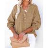 imageCHARTOU Womens Casual Cotton Pullover Tops Long Sleeve V Neck Blouse Front Button Lightweight Loose ShirtsFaw
