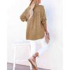 imageCHARTOU Womens Casual Cotton Pullover Tops Long Sleeve V Neck Blouse Front Button Lightweight Loose ShirtsFaw
