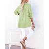 imageCHARTOU Womens Casual Cotton Pullover Tops Long Sleeve V Neck Blouse Front Button Lightweight Loose ShirtsGreen