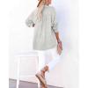 imageCHARTOU Womens Casual Cotton Pullover Tops Long Sleeve V Neck Blouse Front Button Lightweight Loose ShirtsLight Grey