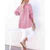 imageCHARTOU Womens Casual Cotton Pullover Tops Long Sleeve V Neck Blouse Front Button Lightweight Loose ShirtsPink