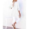 imageCHARTOU Womens Casual Cotton Pullover Tops Long Sleeve V Neck Blouse Front Button Lightweight Loose ShirtsWhite