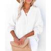 imageCHARTOU Womens Casual Cotton Pullover Tops Long Sleeve V Neck Blouse Front Button Lightweight Loose ShirtsWhite