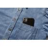 imageCHARTOU Womens Casual Washed Distressed Puff Sleeve Denim Snap Button Shirt Jean Jacket CoatBlue