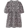 imageCHARTOU Womens Cute Bow Tie Front Mini Dress Babydoll Puff Short Sleeve Dresses Ruffle Y2k Peplum SundressLeopard Print