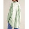 imageCHARTOU Womens Dressy Striped Button Up Shirts Collared Long Sleeve Blouse Casual V Neck Oversized TopsGreen