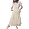 imageCHARTOU Womens Elegant Floral Lace Elastic High Waist Pleated Maxi Long Beach SkirtsBeige