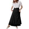 imageCHARTOU Womens Elegant Floral Lace Elastic High Waist Pleated Maxi Long Beach SkirtsBlack