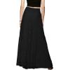 imageCHARTOU Womens Elegant Floral Lace Elastic High Waist Pleated Maxi Long Beach SkirtsBlack
