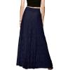 imageCHARTOU Womens Elegant Floral Lace Elastic High Waist Pleated Maxi Long Beach SkirtsNavy