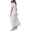 imageCHARTOU Womens Elegant Floral Lace Elastic High Waist Pleated Maxi Long Beach SkirtsWhite