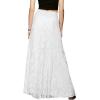 imageCHARTOU Womens Elegant Floral Lace Elastic High Waist Pleated Maxi Long Beach SkirtsWhite