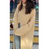 imageCHARTOU Womens Elegant Turtleneck High Slit Maxi Long Knitted Sweater DressApricot