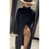imageCHARTOU Womens Elegant Turtleneck High Slit Maxi Long Knitted Sweater DressBlack