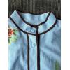 imageCHARTOU Womens Floral Linen Button Down Wrap Tie Knot Boho Beach Shirt Dress with BeltBlue