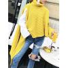 imageCHARTOU Womens Flowy Cowl Neck Asymmetric Knitted Cape Shawl Sweater PonchoYellow